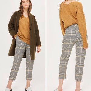 Topshop Bright Check Plaid Peg Trousers Houndstooth Cropped